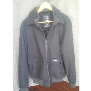 Billabong Men's Black Bomber Jacket Coat 60% Wool Long Sleeves Size M Dark Gray